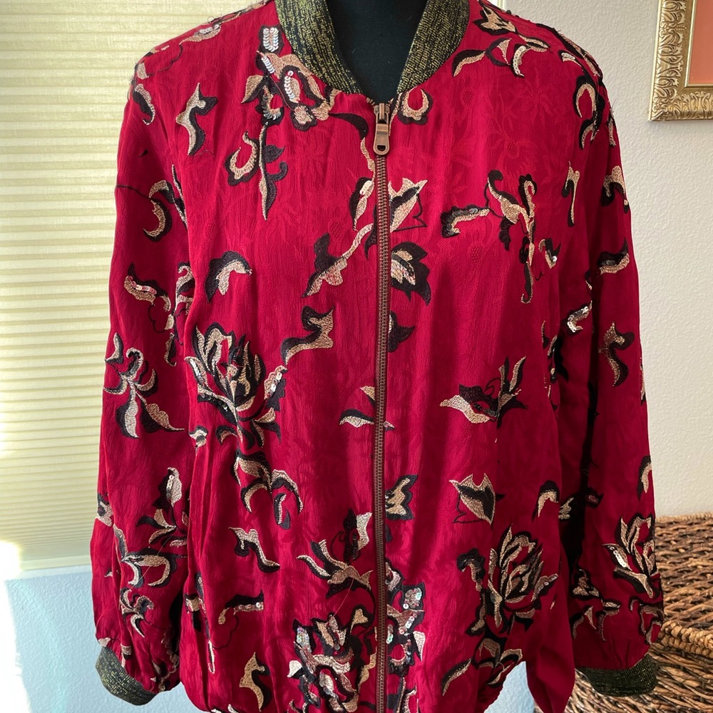 ZARA Embroidered Satin Bomber Jacket